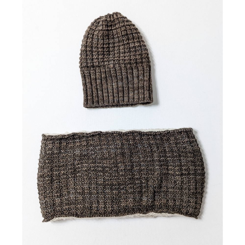 ZARA 2 Piece Knit Beanie Hat and Neck Warmer Scarf Set Boy's Size S
